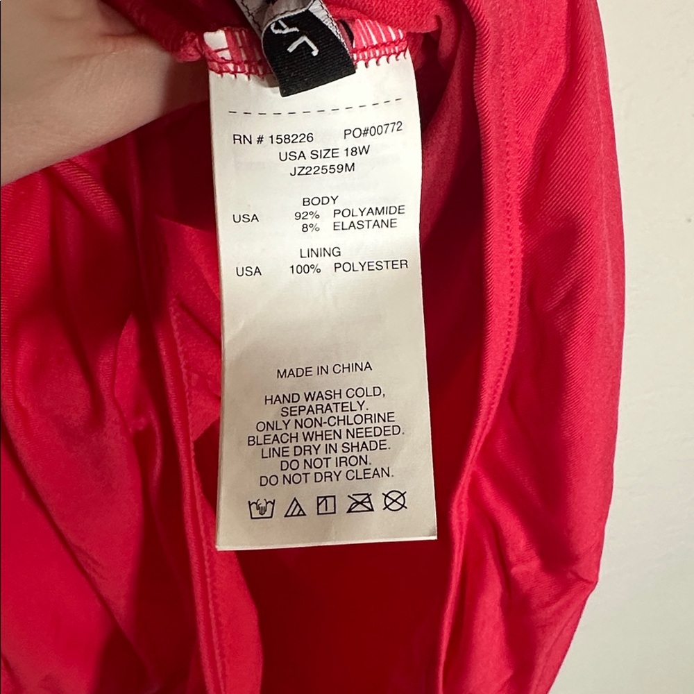 Jantzen NWT One-Piece Swimsuit Sugar Coral Hot Pink Plus Size 18W Built-In Bra - Picture 6 of 8